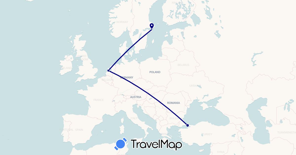 TravelMap itinerary: driving in Netherlands, Sweden, Turkey (Asia, Europe)